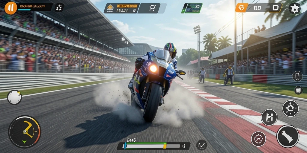 Tampilan gameplay menarik dari 3446 saat balapan motor.