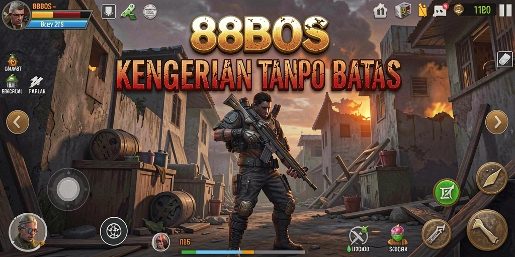 Screenshot gameplay 88BOS menunjukkan saat karakter menghadapi makhluk menakutkan.