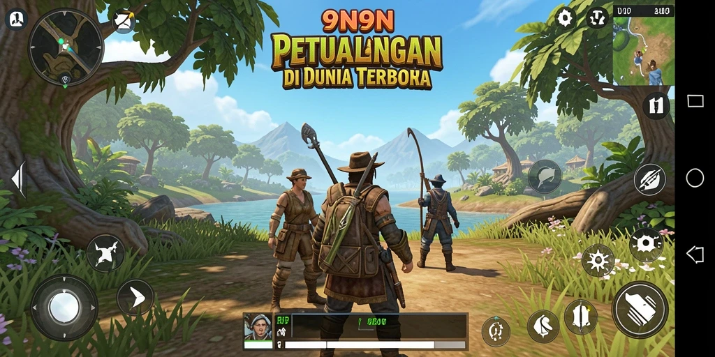 Tangkapan layar gameplay 9N9N menunjukkan eksplorasi dunia terbuka yang mengesankan.