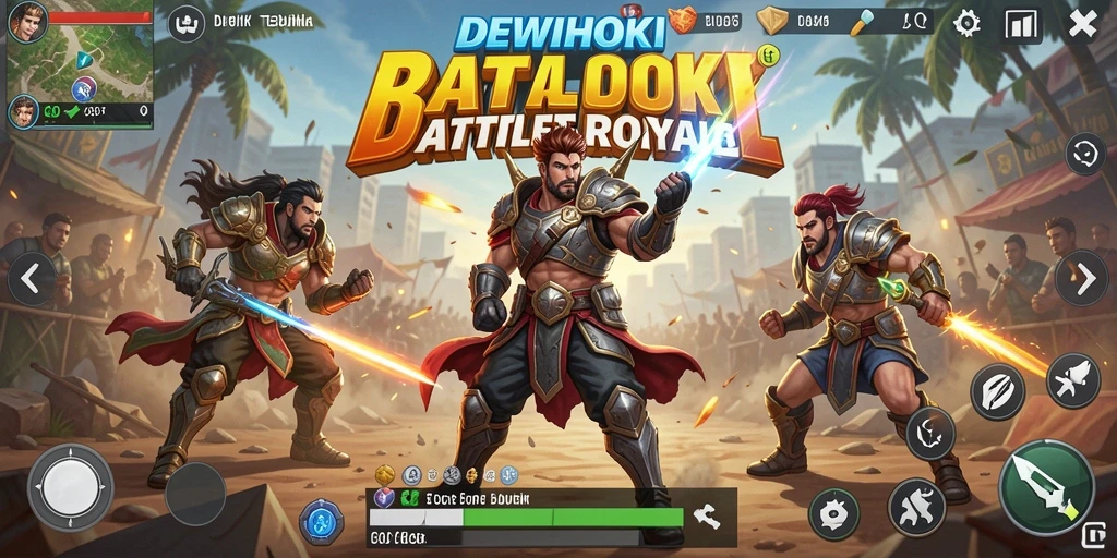 Tampilan gameplay seru dalam pertempuran di DEWIHOKI.