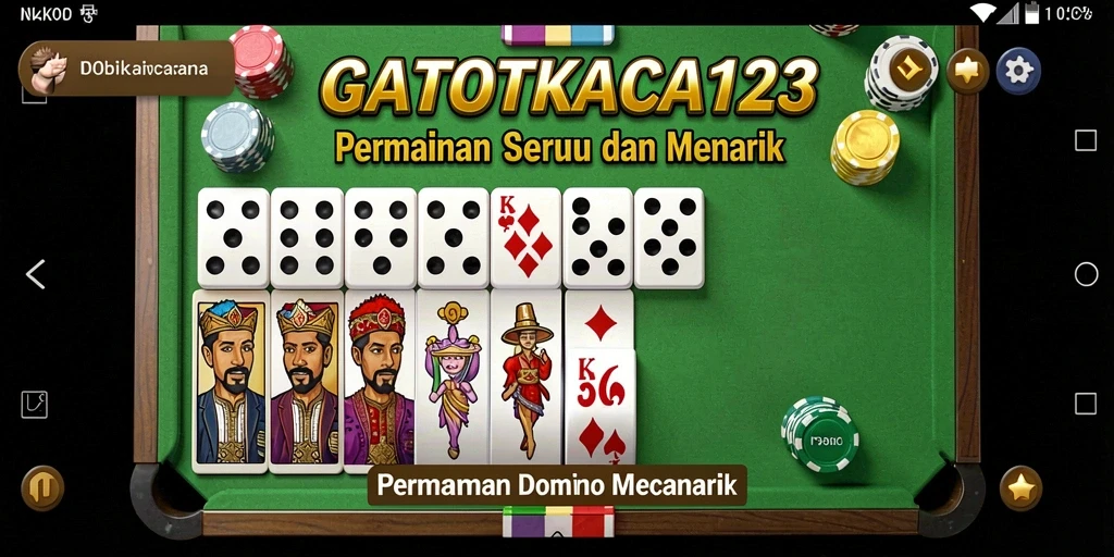 Screenshot menampilkan gameplay seru permainan Domino GATOTKACA123.