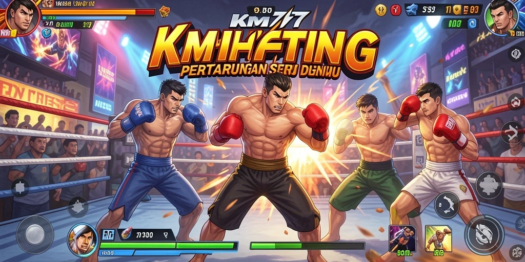 Screenshot gameplay KM777 yang menunjukkan pertarungan intens dan aksi yang menegangkan.