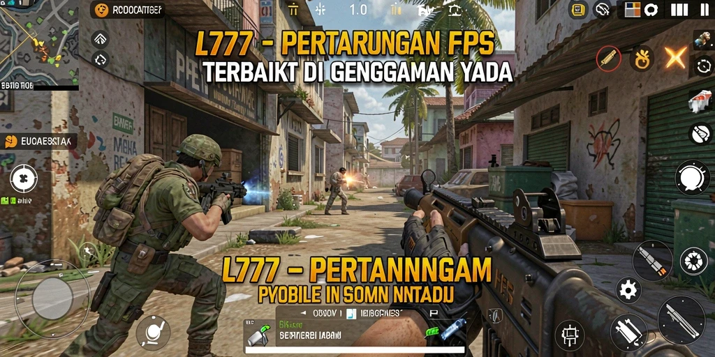 Screenshot menampilkan aksi seru dalam permainan FPS L777.