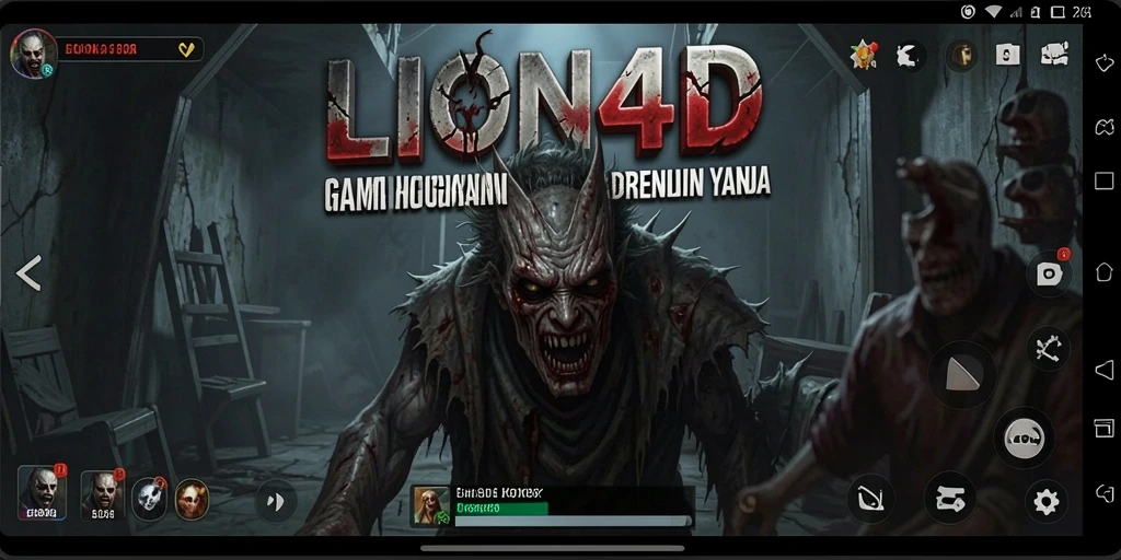 Screenshot LION4D menunjukkan momen menegangkan dalam gameplay horor.