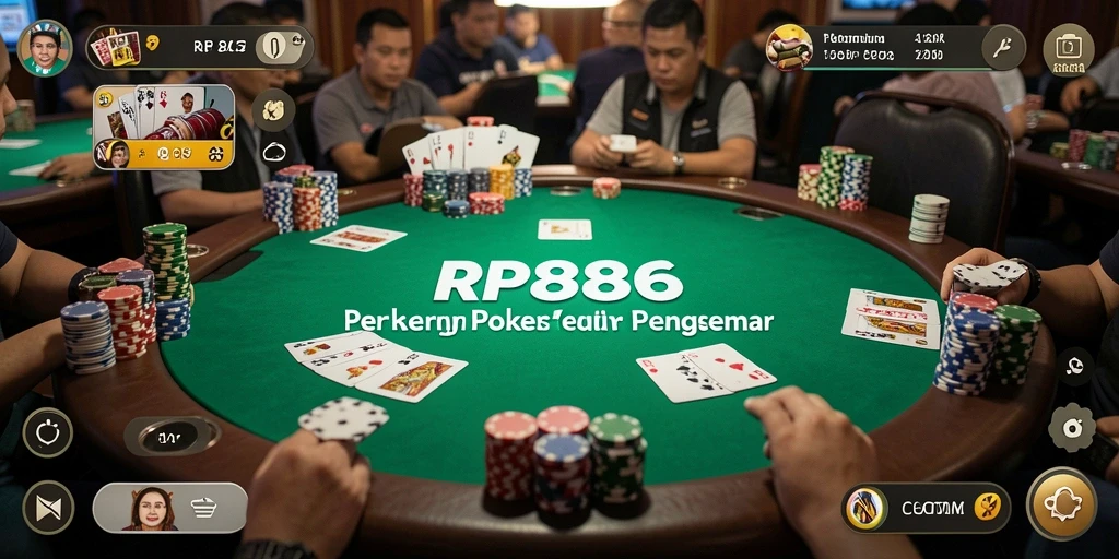 Tampilan gameplay seru dalam aplikasi Poker RP886 yang menantang.